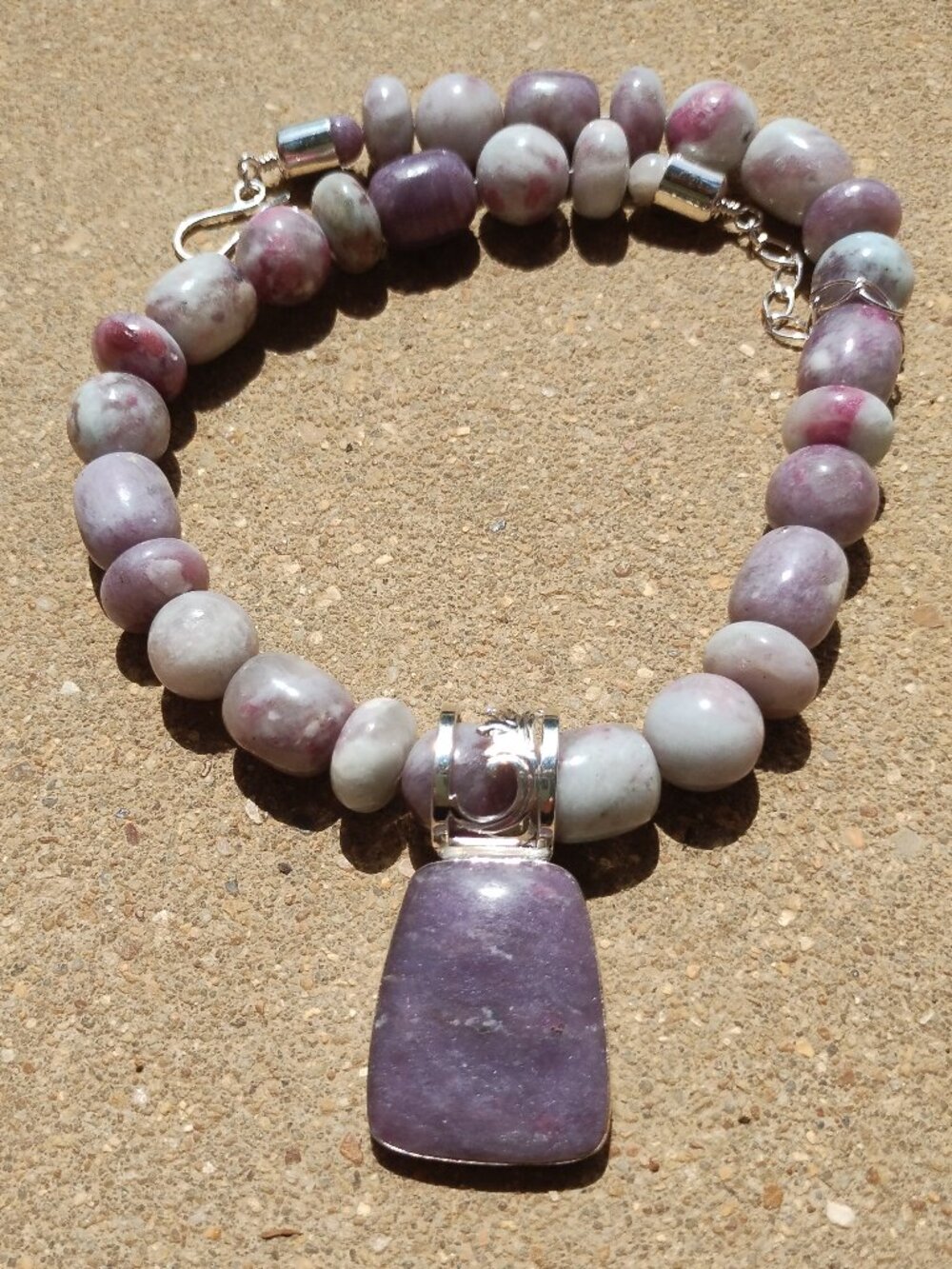 Jay King DTR purple Stone, 925 Sterling Silver necklace pendant set chunky